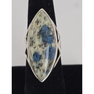 Beautiful Boho K2 Blue Berry Jasper Large 925 Sterling Silver Ring Sz 6.75